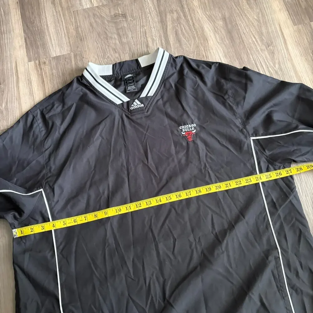 Adidas Chicago Bulls Pullover Windbreaker Jacket Black Size XL Tall Team Issue